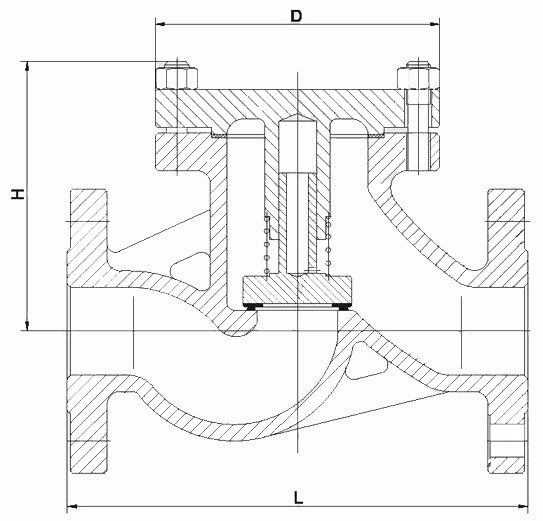 H41H、H41Y升降式止回閥內(nèi)部結(jié)構(gòu)示意圖